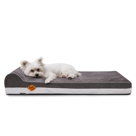 Laifug Orthopedic Memory Foam Dog Bed with Pillow and Durable Water Proof Liner & Removable Washable Cover & Smart Design Medium (34"x22"x6"), Grey