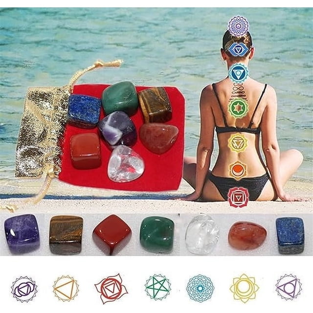 PEONAVET Natural Crystal Natural Crystal Rough 7pcs/Set Stones Palm Natural Crystals Gemstones Decor Pouch