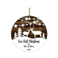 GuaLeg 2021 Christmas Round Wooden Signboard Pendant Christmas