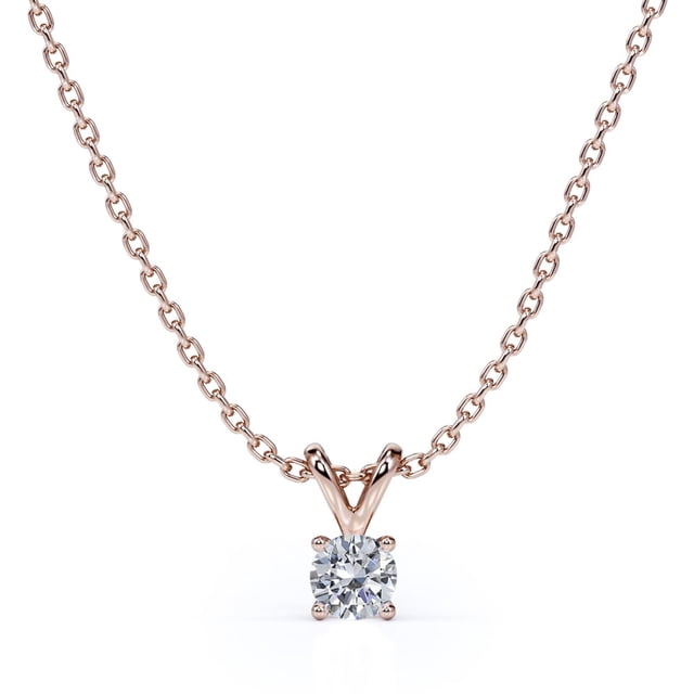 Collar con Colgante de Diamante Brillante JeenMata Talla Redonda 0,75 Quilates Baño de Oro Rosa 18 K sobre Plata