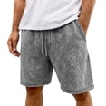 thumbnail image 4 of Gbsyewxs Mens Shorts Solid Color Elastic Waist Drawstring Loose Summer Denim Shorts For Men Grey, 4 of 4