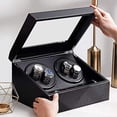thumbnail image 4 of MONIPA Automatic Rotation Watch Winder 4+6 Carbon Fiber Watch Display Box Case Storage Organizer 2 Motor Black, 4 of 10