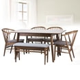 thumbnail image 3 of Extendable Rectangular Dining Room Table Modern Solid Wood Medium Brown Color, 3 of 7