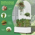 thumbnail image 6 of MAYEERTY 35*16*71"Outdoor White Metal Planter with Arch Louvered Climbing Trellis, Drainage hole & Wheels, 6 of 8