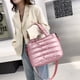 thumbnail image 5 of Bolsa de hilo de nailon para mujer moda coreana de invierno con asa superior de Color puro JShteea  Para Estrenar, 5 of 8