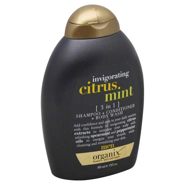 OGX for Men Citrus Mint 3 in 1 Shampoo + Conditioner + Body Wash, 13 fl