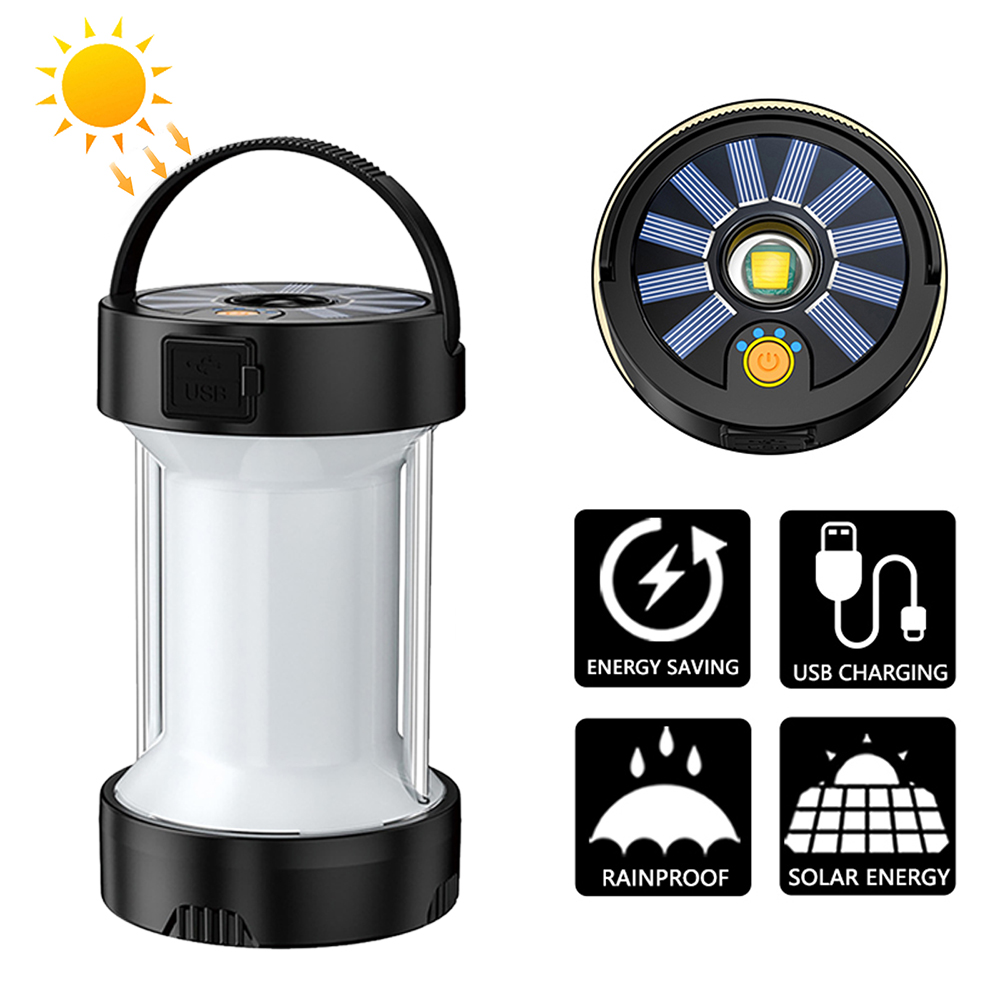 Outdoor Camping Lantern Rechargeable Solar Camping Lights With 4 Modes Base Lantern For