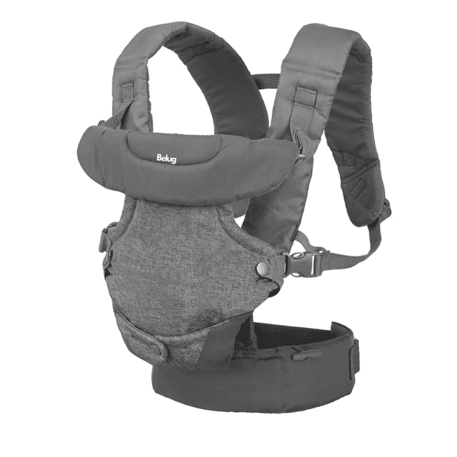 Mochila Cangurera Bebé Porteo Ergonómica, 4 Formas De Porteo Belug, Gris Plateado