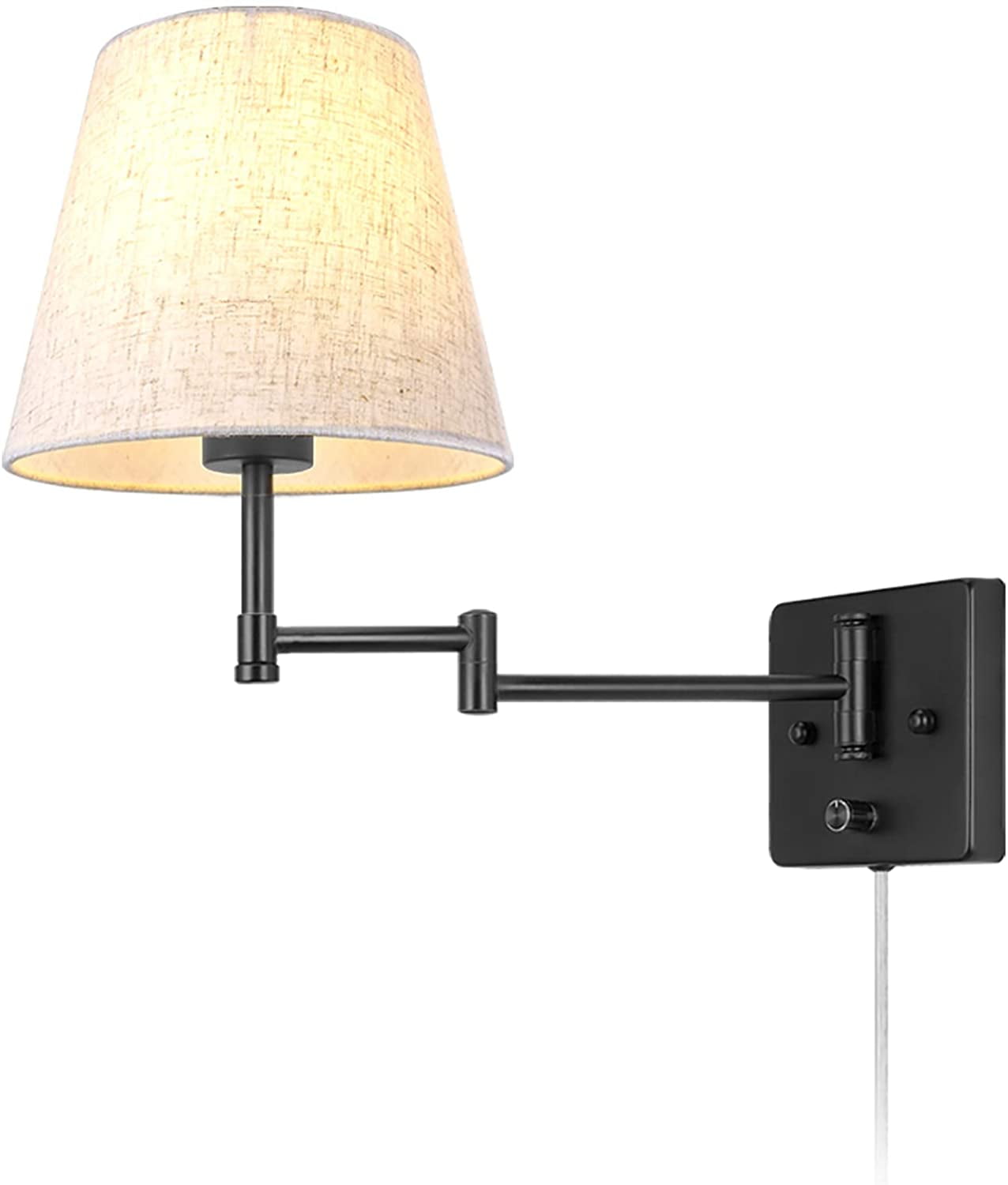 Swing Arm Wall Lamp Plug in Cord Industrial Wall Sconce with On/Off Switch Wall Lights Fixtures 1-Light