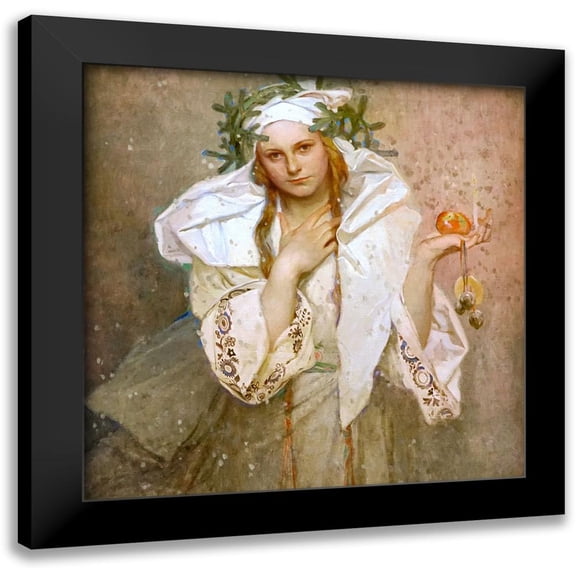 Mucha, Alphonse 12x12 Black Modern Framed Museum Art Print Titled - Christmas in America