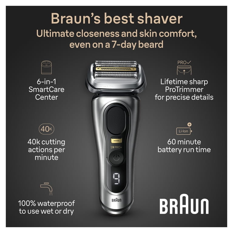 Braun Series 9 PRO+ Electric Shaver, 6in1 SmartCare Center