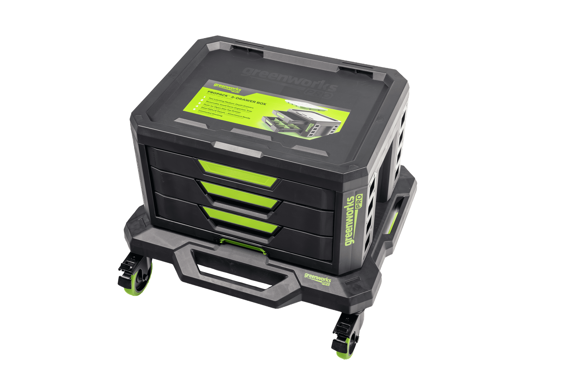 Greenworks Pro ProPack Heavy Duty 3 Drawer Toolbox with Secure Stack System