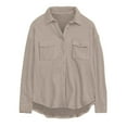thumbnail image 2 of LOVZFMLL Vestes pour Femmes Cardigan en Velours Côtelé à Boutons Manches Longues Col Rabattu Chemise Ample Rembourrée avec Poche, 2 of 6