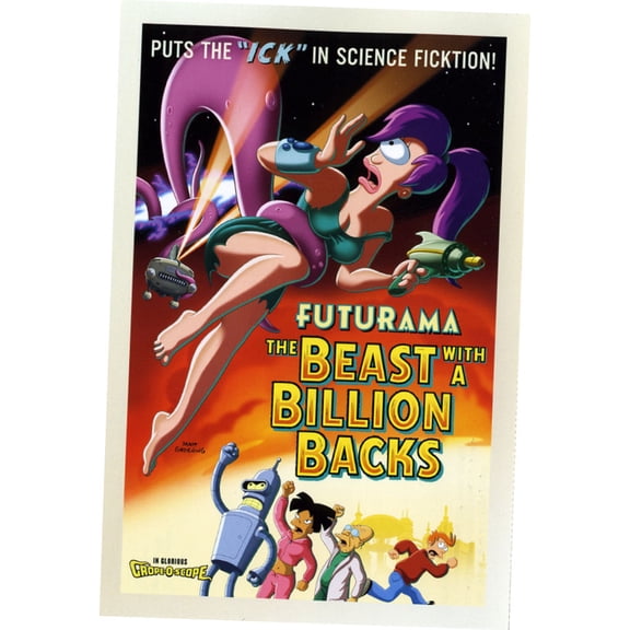 Futurama Movie Poster Beast Backs 24In x36In Art Poster 24x36 Multi-Color Square Adults Poster Time