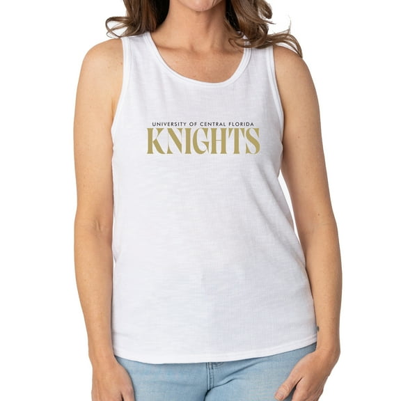 Women's White UCF Knights Blake Sandwash Rib-Knit Tri-Blend Tank Top
