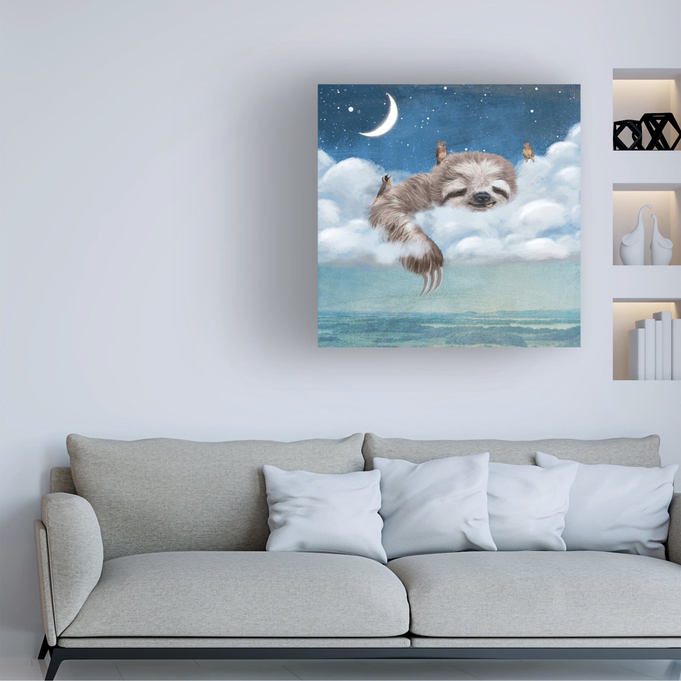 Canvas Wall Art - Paula Belle Flores 'A Sloths Dream' Wall Art for Living Room, Bedroom, or Office Décor by Trademark Fine Art - 24 x 24 Inches