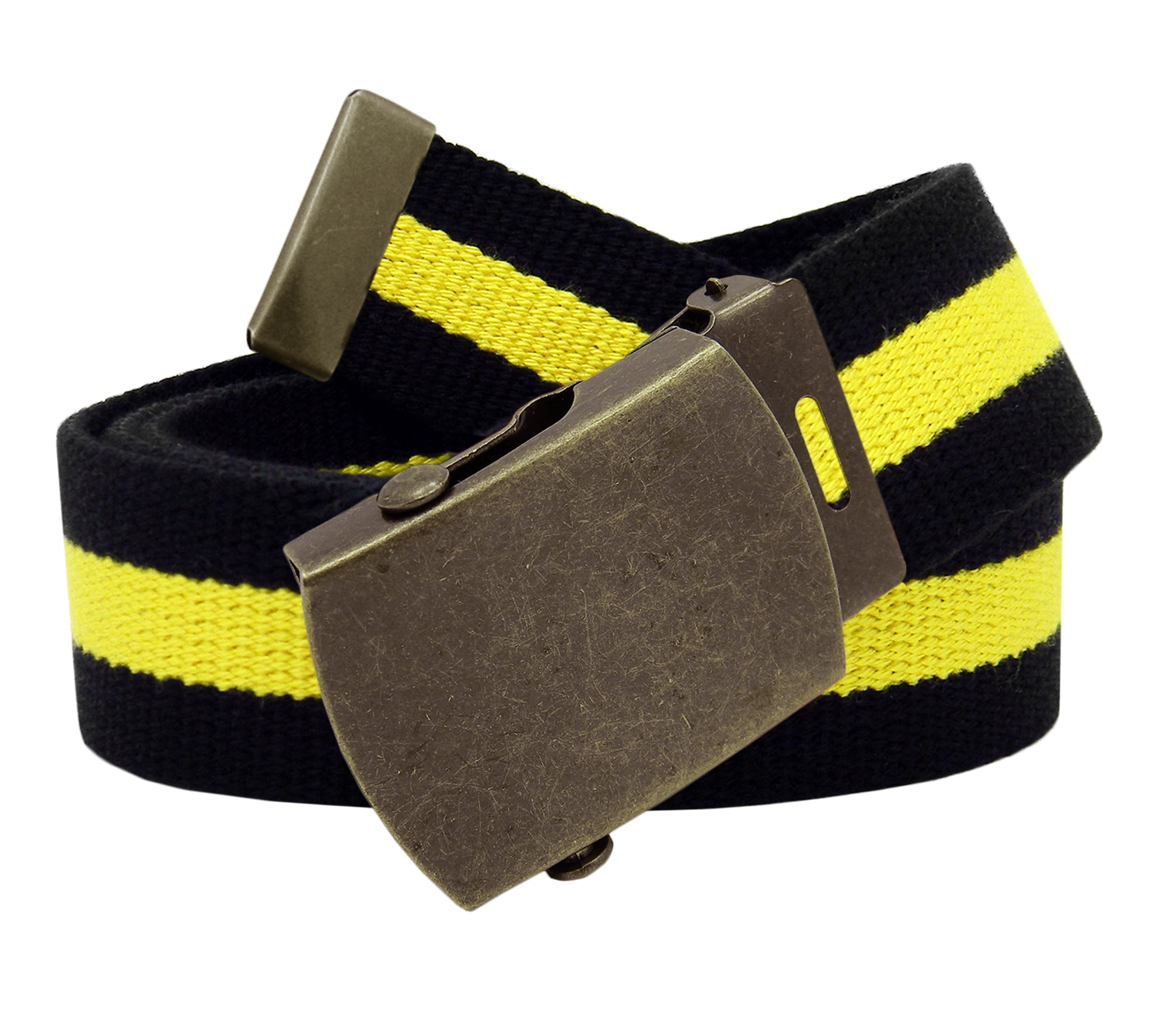 Men's Classic Antique Gold Military Slider Belt Buckle with Canvas 