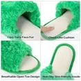 thumbnail image 2 of Women's Fuzzy Faux Fur Slippers Flat Spa Slides Open Toe Cozy Memory Foam Slip On House Slippers Green-7, 2 of 7