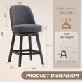thumbnail image 5 of AFO 26" Upholstered Swivel Counter Height Bar Stools Set of 4, Modern Fabric Bar Chairs with Solid Wood Frame, Suitable for 35"-39" Table, For Kitchen Island Dining Room Pub Restaurant, Dark Gray, 5 of 12