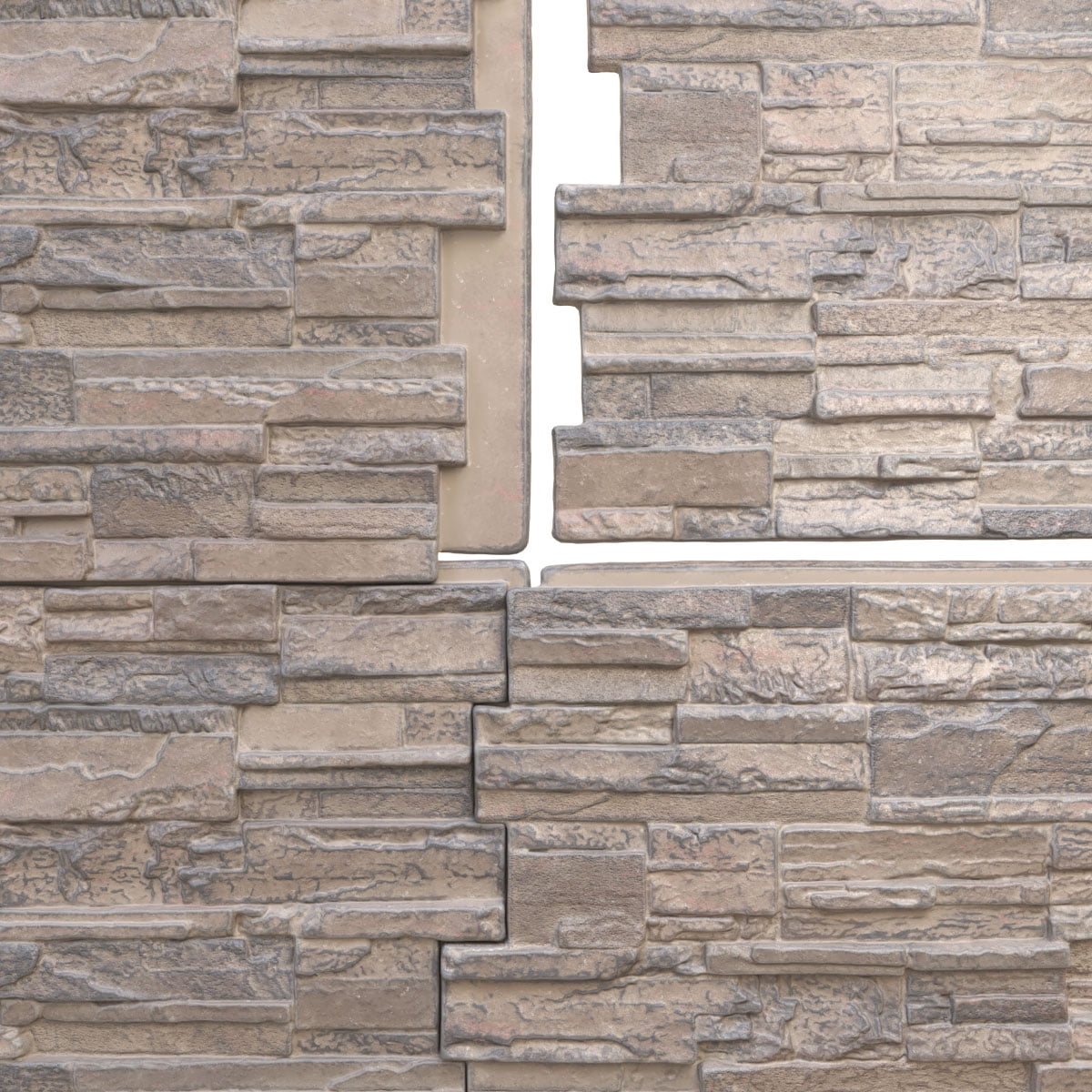 Ekena Millwork 48 5/8"W x 24 3/4"H x 1 1/4"D Cascade Stacked Stone, EverStone Faux Stone Siding Panel, Polermo