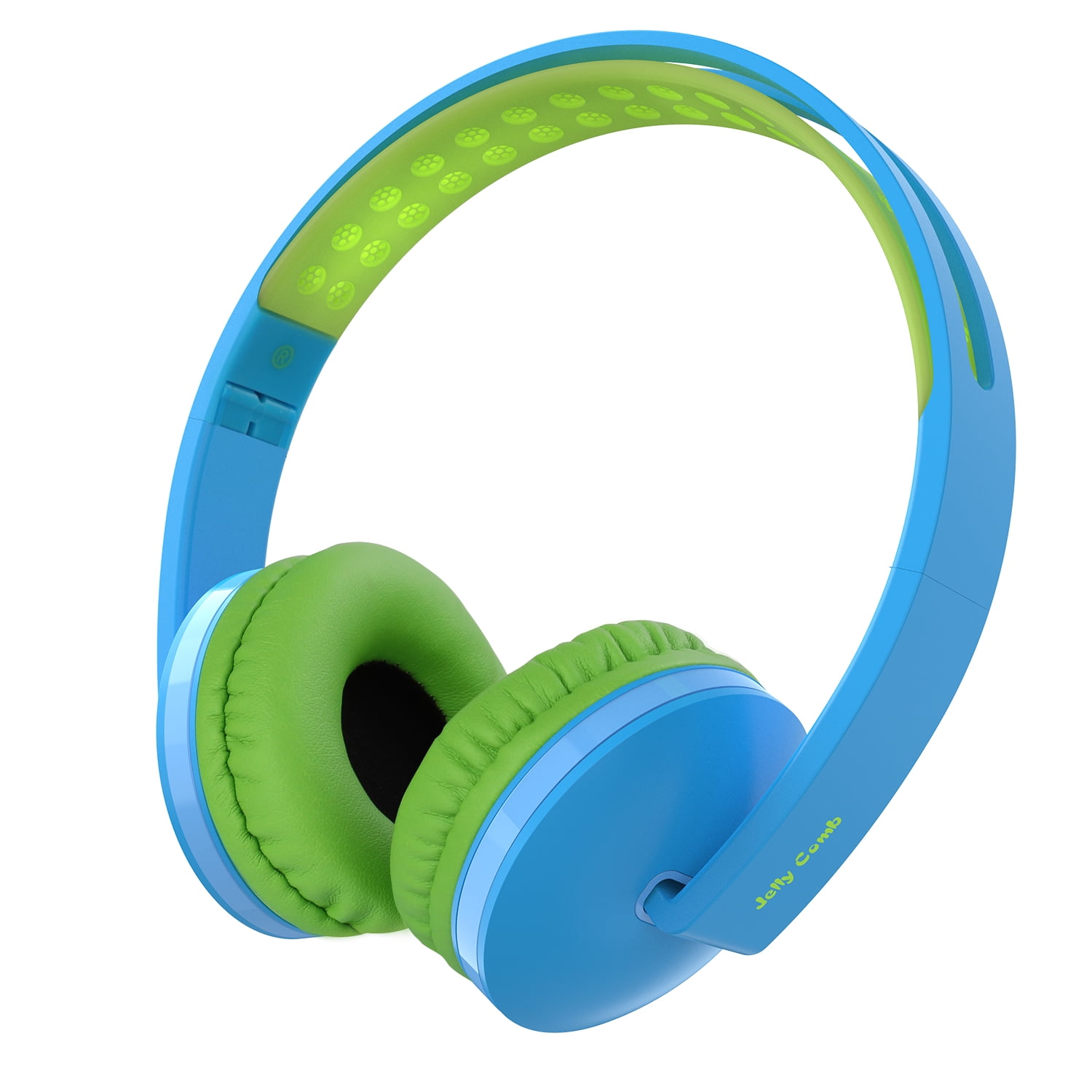 On Ear Headphones with Mic, Jelly Comb Foldable Corded Headphones Wired Headsets with Microphone, Volume Control for Cell Phone, Tablet, PC, Laptop, MP3/4, Video Game (Sky Blue &amp; Grass Green)