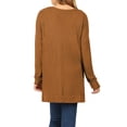 thumbnail image 3 of J. METHOD Women’s Knit Sweater Long Sleeve V-Neck Thermal Waffle Warm Casual Tunic Pullover Side Slit Knitted Top NEWT395 Coffee M, 3 of 5