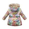 thumbnail image 4 of Esaierr Kids Toddler Winter Mid-Length Coat for Boys Girls, 3-12Y Hood Warm Snowsuit Outwear Cartoon Printed Thicken Warm Winter Cotton Coat, 4 of 8