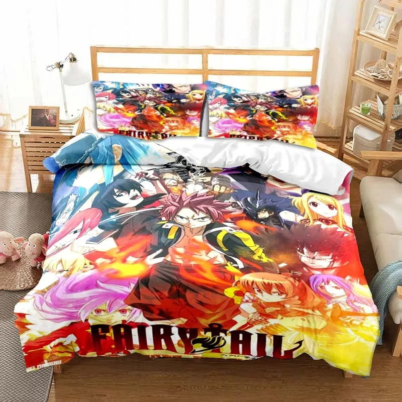 Fairy Tail Bedding Set Bed Three-piece Set Duvet Cover Double Bed