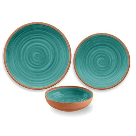 Rustic Swirl Melamine 12 Piece Dinnerware Set, Turquoise - Walmart.com
