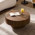 thumbnail image 2 of 30" Round Coffee Table with Sturdy Base, Mid Century Modern Center Table, Waterproof Accent Table for Living Room, Small Space, Apartment, Walnut, 2 of 6