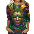 thumbnail image 2 of BILIKEYU Women's Mardi Gras Long Sleeve Graphic Blouse, Sweatshirt For Women, Womens Long Sleeve Tops Casual, Winter Outfits For Women, 2 of 5
