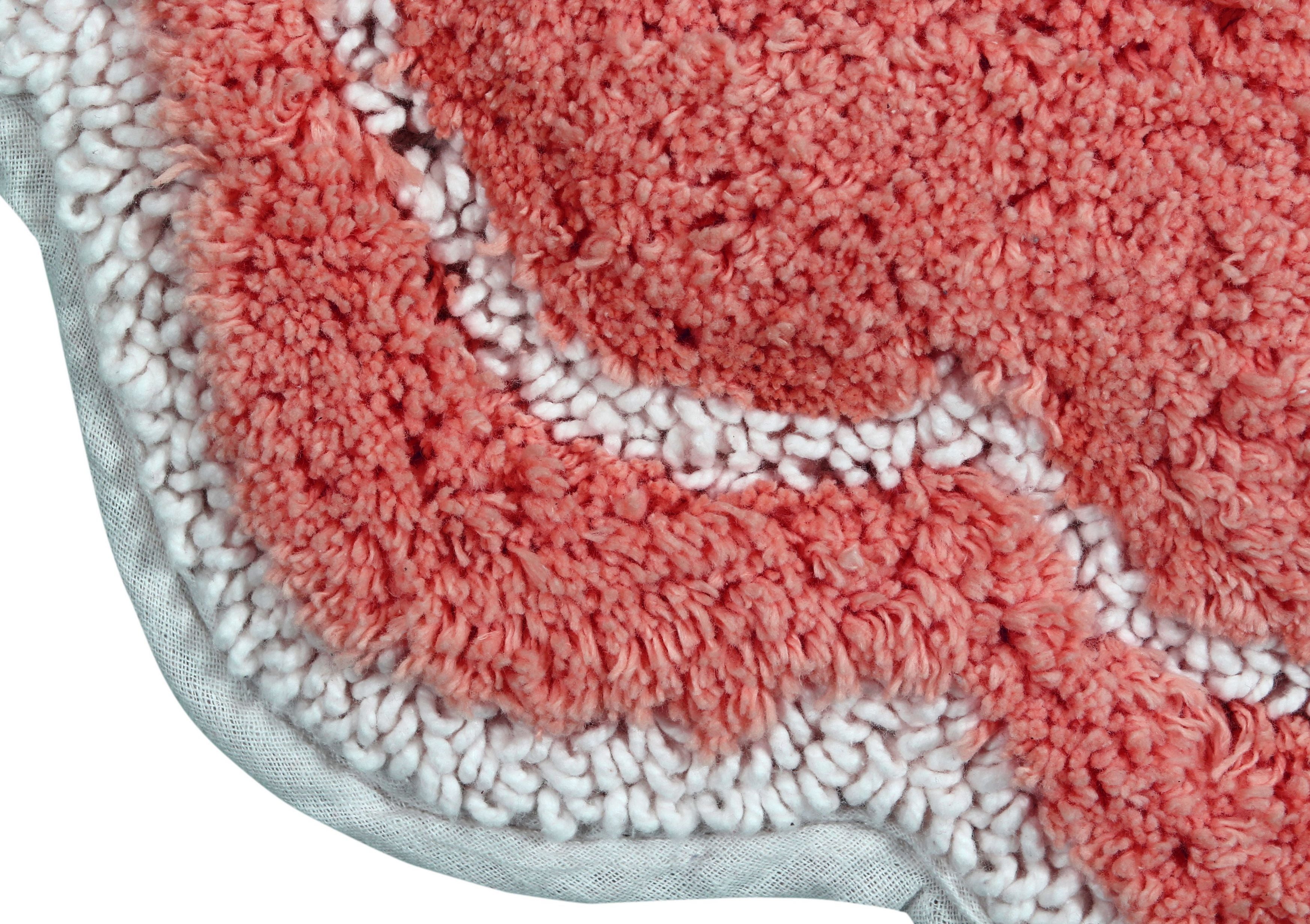 Home Weavers Allure Collection 100% Cotton Non-Slip Bathroom Rug Set Machine Washable Bathroom Rug, Bath Rug, U Shaped Contour, Runner, Coral Color 4 Piece Bath Rug set