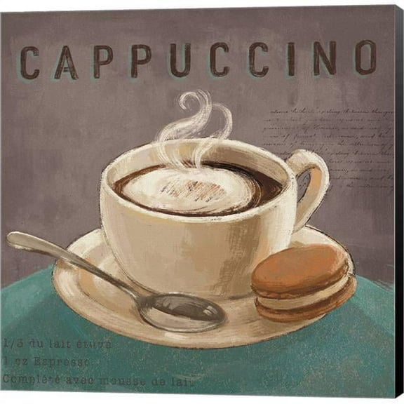 Metaverse C962721-0120000-8CAAAMA Coffee & Co I Teal & Gray by Janelle Penner Canvas Wall Art - 12 x 12 in.