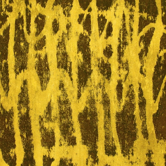 Ahgly Company Indoor Square Abstract Yellow Modern Area Rugs, 7' Square