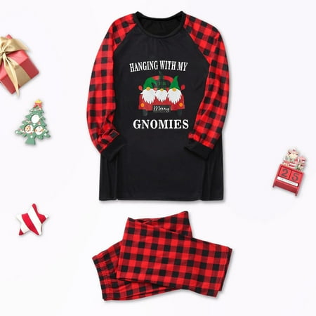 

Christmas Women Printed Blouse Round-Neck Tops+Pants Family Matching Pajamas Set