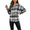 thumbnail image 3 of Otvok Womens Coat Plus Size Plaid Lapel Cardigan Long Sleeve Hoodless Jacket, 3 of 7