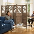 thumbnail image 5 of Room Divider Wood Carved Wall Divider Indoor Folding Portable Partition Screen for Home Office Garden Terrace - 6 Panel, 67 * 90inch (Dark Brown), 5 of 14