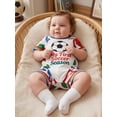 thumbnail image 5 of BemeyourBBs Newborn Baby Boy Girl My First Soccer Season Outfit Cute Infant Baby Football Outfit Summer Romper Clothes Short Sleeve Soccer Theme Contrast Color Jumpsuit Shorts, 5 of 9