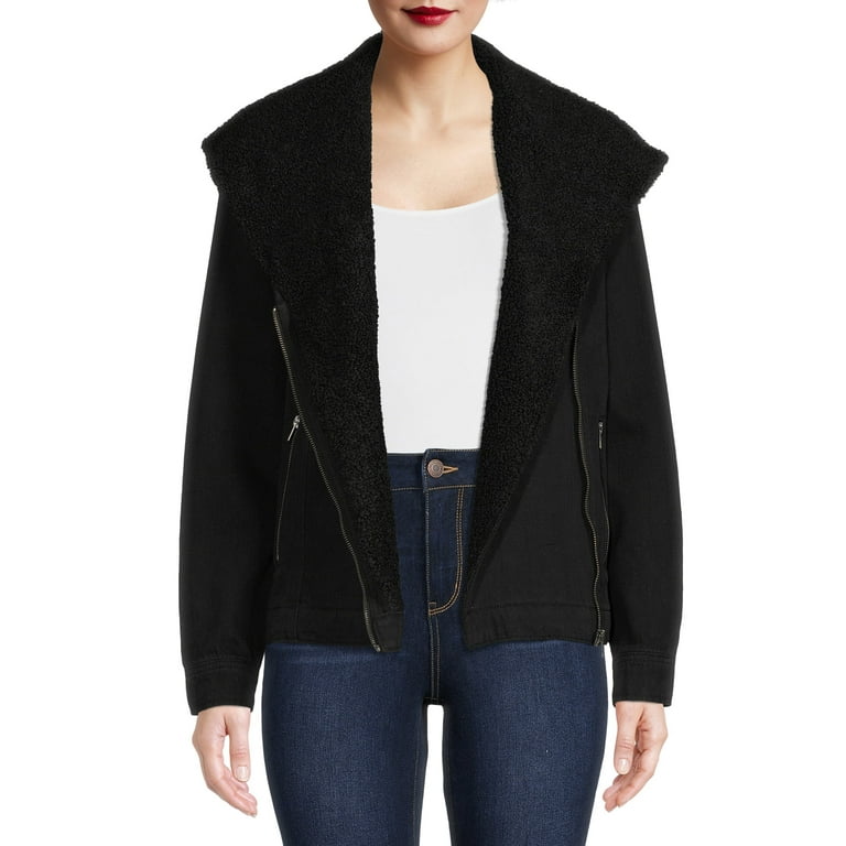 Time and Tru Women's Denim Faux Sherpa Jacket