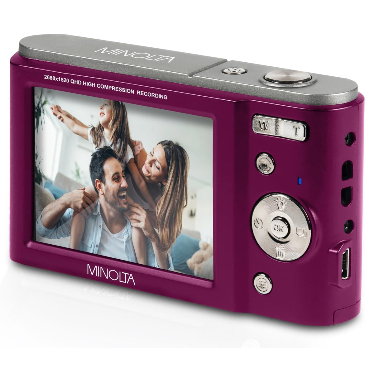 Minolta Minolta MND20 44 MP 2.7K Ultra HD Digital Camera (Magenta) With Slinger Camera case
