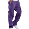 thumbnail image 1 of LUXUR Pantalon Cargo de Sport Décontracté à Cordon pour Homme Violet P, 1 of 2