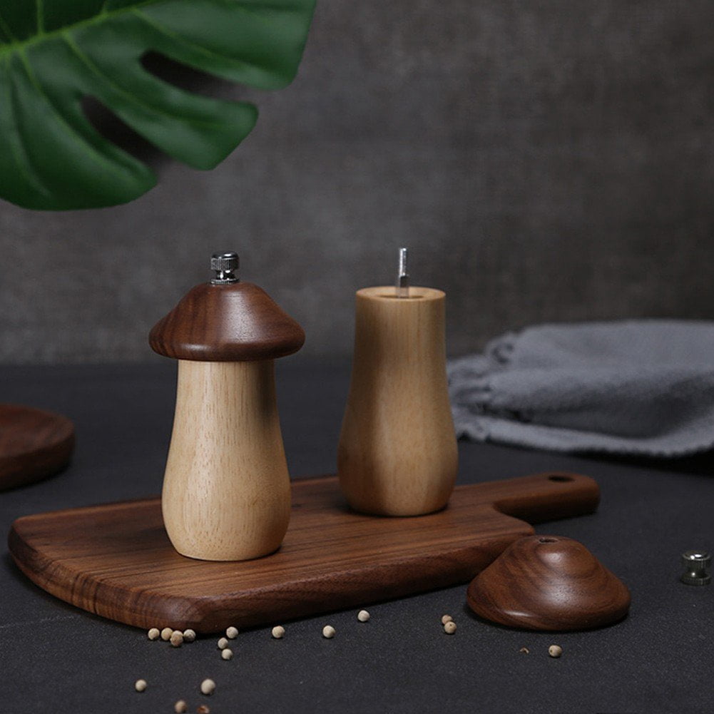 Mushroom Shaped Grinder Wooden Pepper Grinder Salt Pepper Mill Manual Grinding Gadget Pepper Grinder Tool for Kitchen
