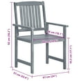 thumbnail image 7 of vidaXL Patio Chairs Outdoor Dining Chair with Cushions Gray Solid Wood Acacia, 7 of 7