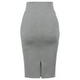 thumbnail image 3 of A2Y Women's Basic Solid Ponte Knee Length Slit Techno Span High Waist Pencil Skirt Heather Grey 3XL, 3 of 3