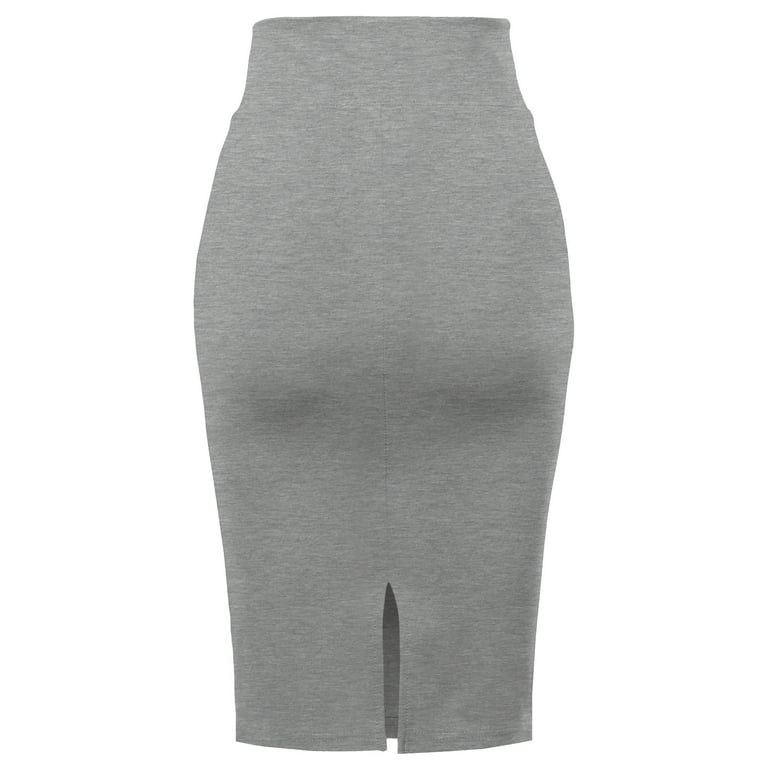 High waisted grey pencil skirt cheap