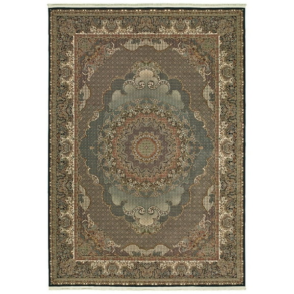 Oriental Weavers Masterpiece Area Rug - 5330B - 9'10" x 12'10" - in Blue/ Red - Vintage Inspired, Stain Resistant, Family and Pet Friendly , Family, Dining, Living Room Rug