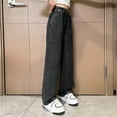 thumbnail image 4 of Girls Jeans Cargo Baggy Wide Leg Denim Straight Loose Pants Tween High Elastic Waistband with Pockets Youth Teen Casual Pants(,Color:Black,Size:10-11 Years), 4 of 7