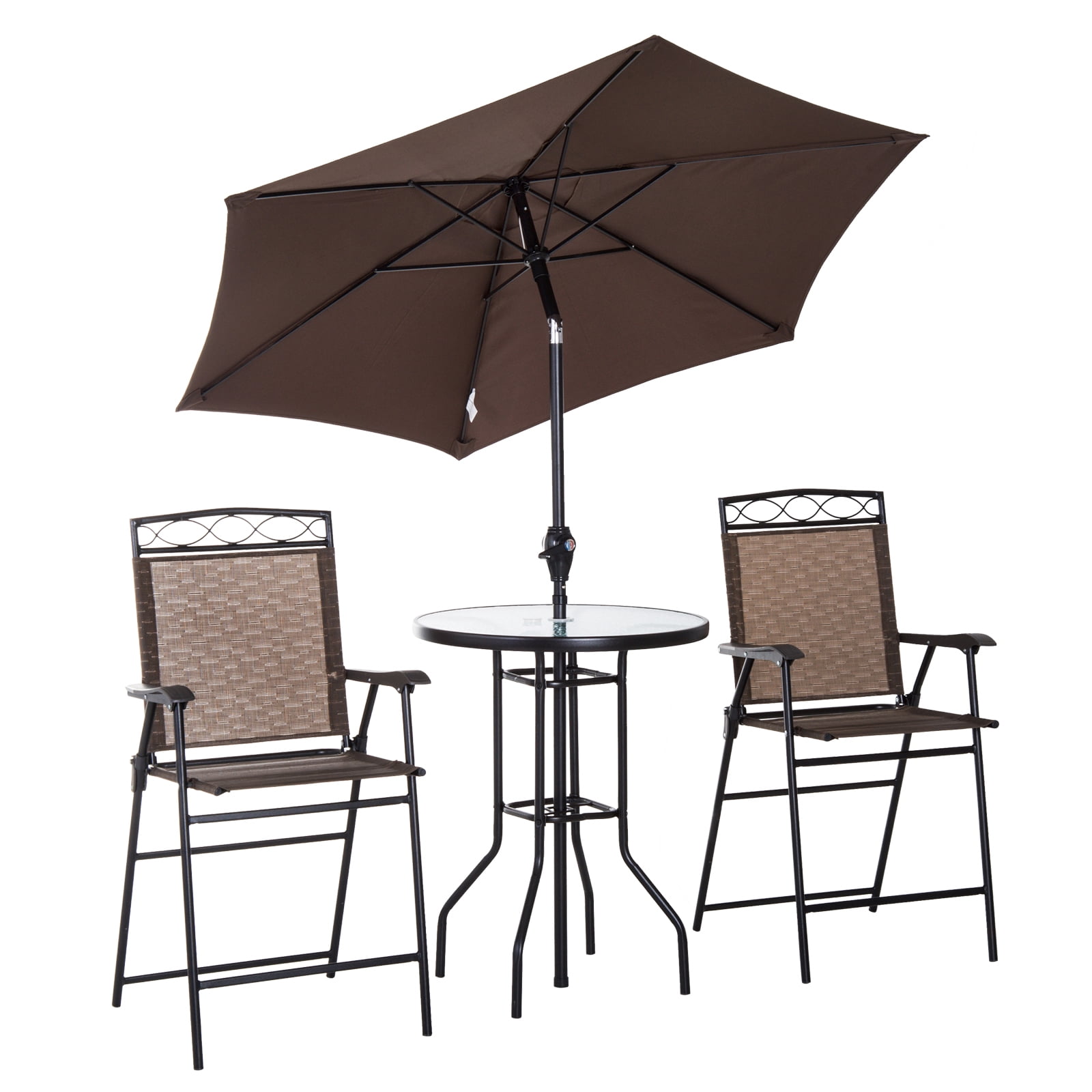 Folding Outdoor Patio Pub Dining Table, Outdoor Pub Tables With Umbrella