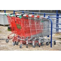 Metal Red Supermarket Carts Grocery Shopping Poster Print 24 x 36
