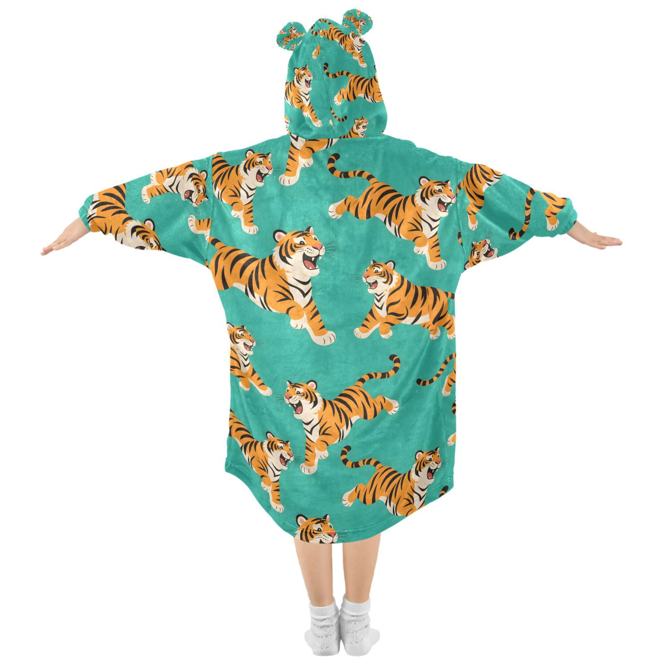 joogoo Wearable Blanket Hoodie for Cartoon Tigers Cute Oversized Sherpa Hooded 3-14 YR M